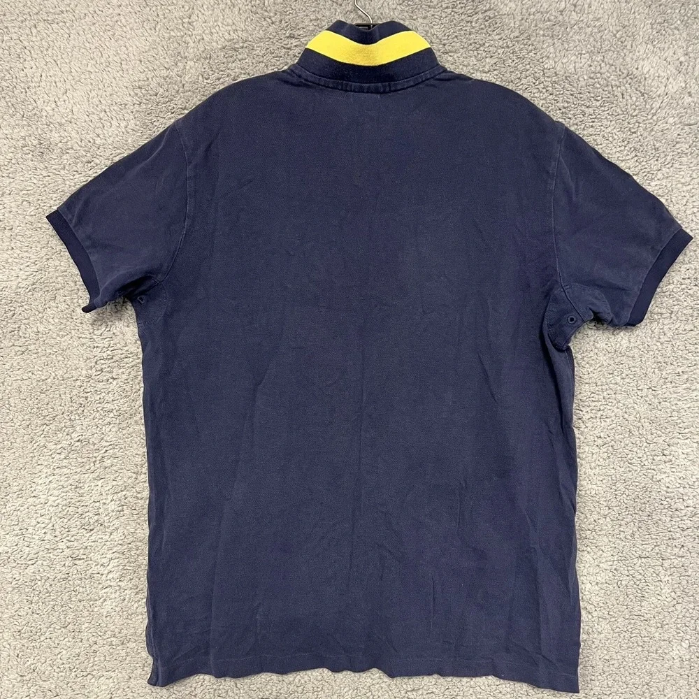 VTG Polo Ralph Lauren Shirt Men's Sz L Blue/Yellow Pony Accent Collar/Placket #3